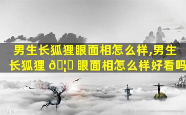男生长狐狸眼面相怎么样,男生长狐狸 🦈 眼面相怎么样好看吗